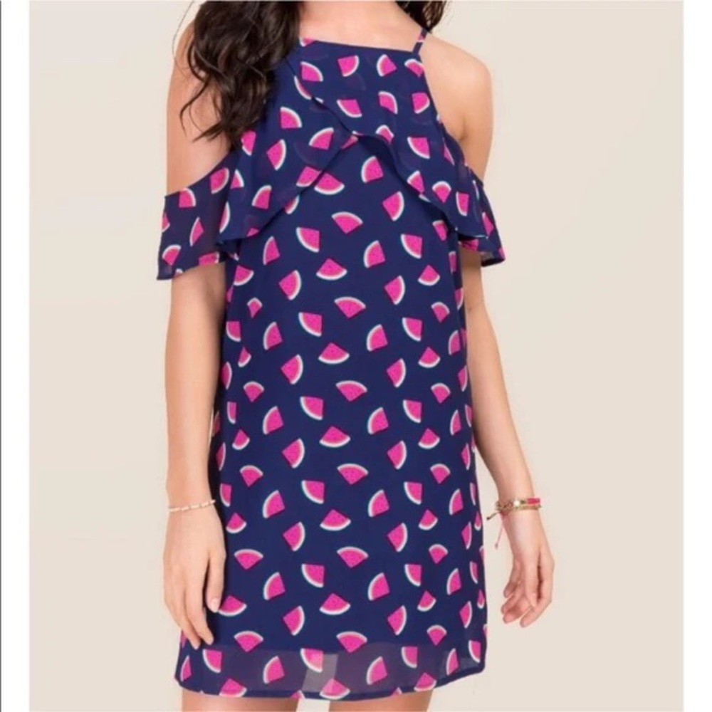 Blue Rain Drop Shoulder Dress